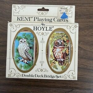Vintage Owls Stardust KENT Playing Cards By HOYLE Double Deck Bridge Set USA 80s